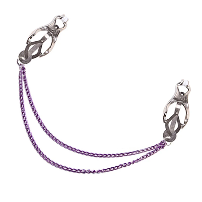 Женский металлический ниппель зажимы с фиолетовой цепочкой для сосков пар Pinzas