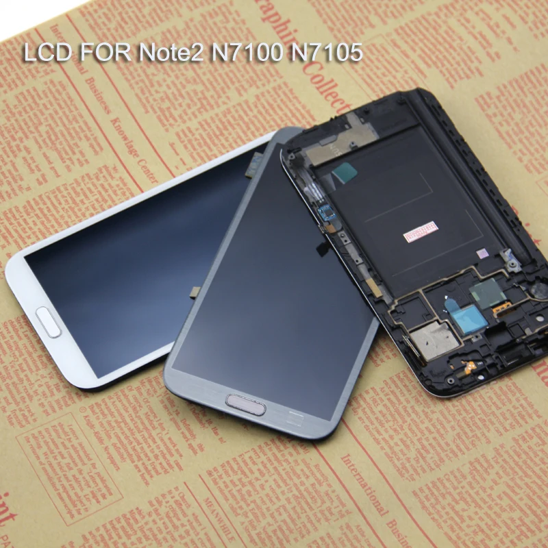 Супер AMOLED для Samsung Galaxy Note 2 N7100 N7105 ЖК дисплей сенсорный экран дигитайзер с рамкой