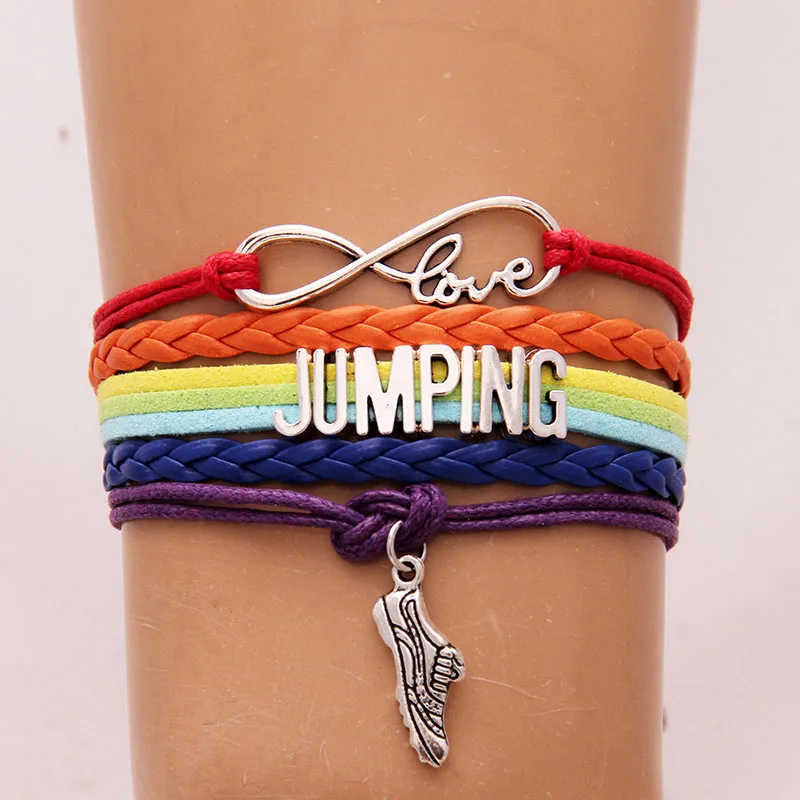Браслет Infinity Love JUMPING для женщин и мужчин 10 шт./лот|rainbow colored bracelets|bracelet runningcolorful bracelet