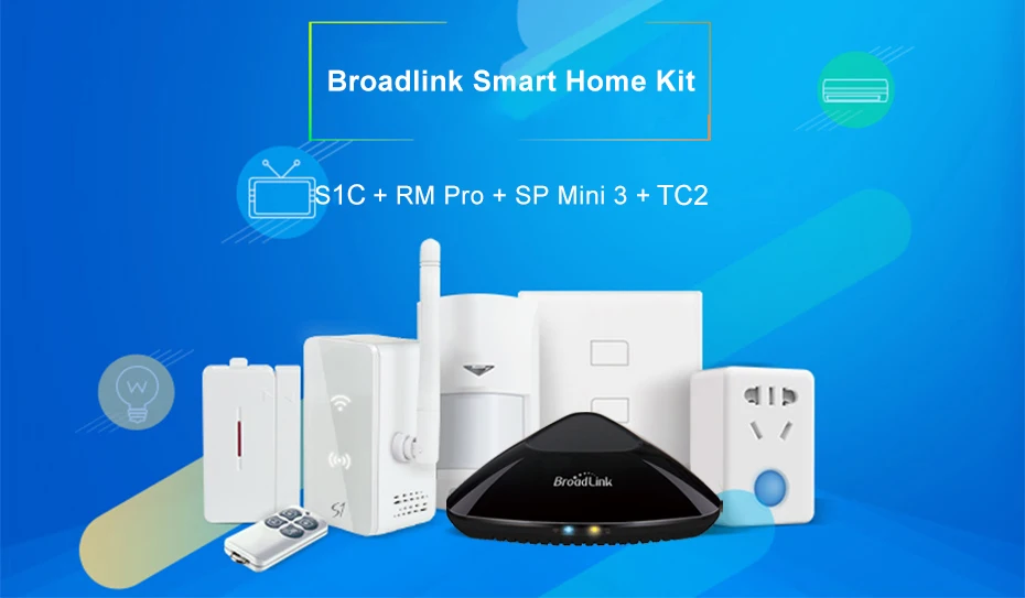 Комплект автоматизации умного дома Broadlink RM Pro пульт дистанционного управления TC2 светильник переключатель S1C сигнализация безопасности для электродома
