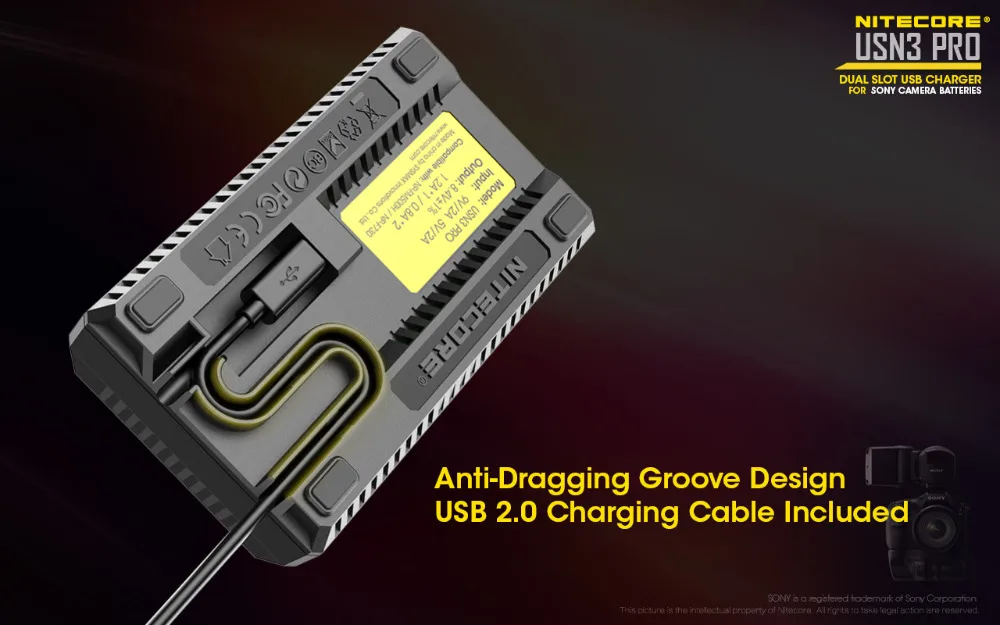 Nitecore USN3 Pro Двойной слот USB QC Зарядное устройство для sony NP-FM500H NP-F550 NP-F970 NP-F770 NP-F730 NPF750 Камера Батарея
