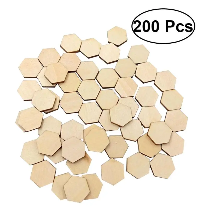 200 шт деревянные шестиугольные части DIY ремесленные украшения деревянные формы декоративные украшения Свадьба День рождения Рождество A3
