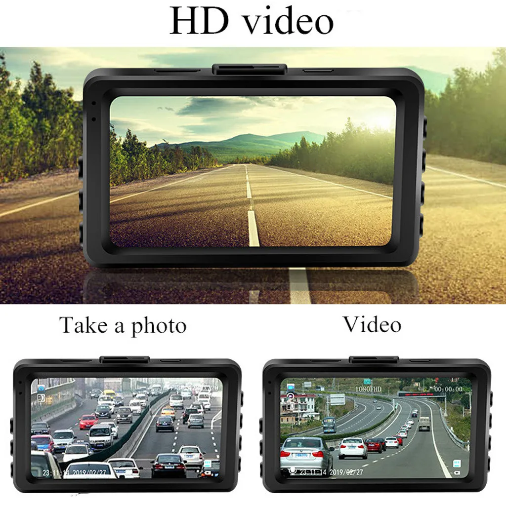 Автомобильная камера Full HD 3 дюймовый ЖК дисплей FHD 1080p170 градусов широкоугольный