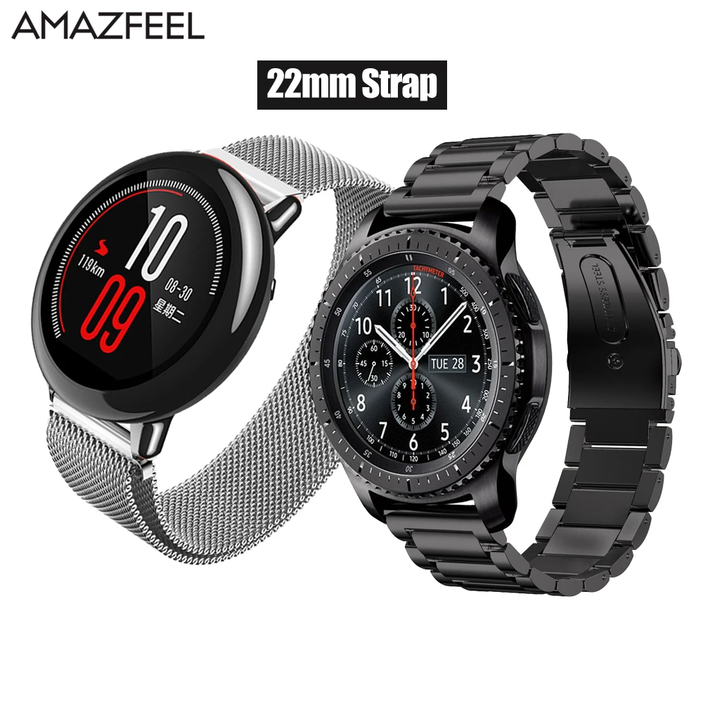 Браслет Amazfeel 22 мм для Amazfit ремешок для Huami Amazfit Pace Stratos 2 металлический браслет из нержавеющей стали браслет Amazfit 2 ремешок