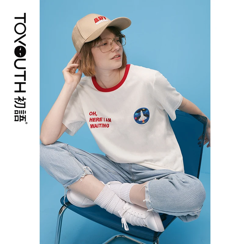 Toyouth Camisetas Mujer 2019 летние хлопковые футболки с буквенным принтом женские топы