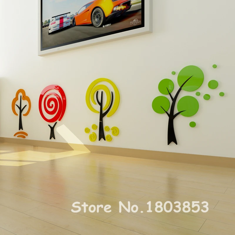 3d наклейки на стену с мультяшным деревом для детских комнат садов спальни