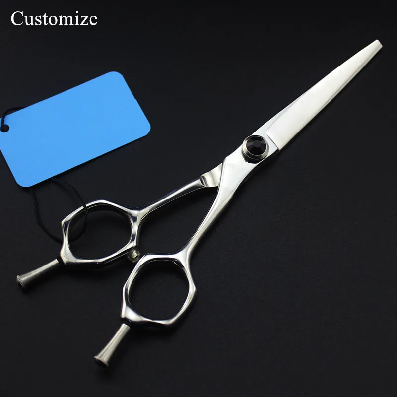 

Customize logo japan 440c 6'' A shape cut hair salon scissors cutting barber makas scissor Thinning shears hairdressing scissors