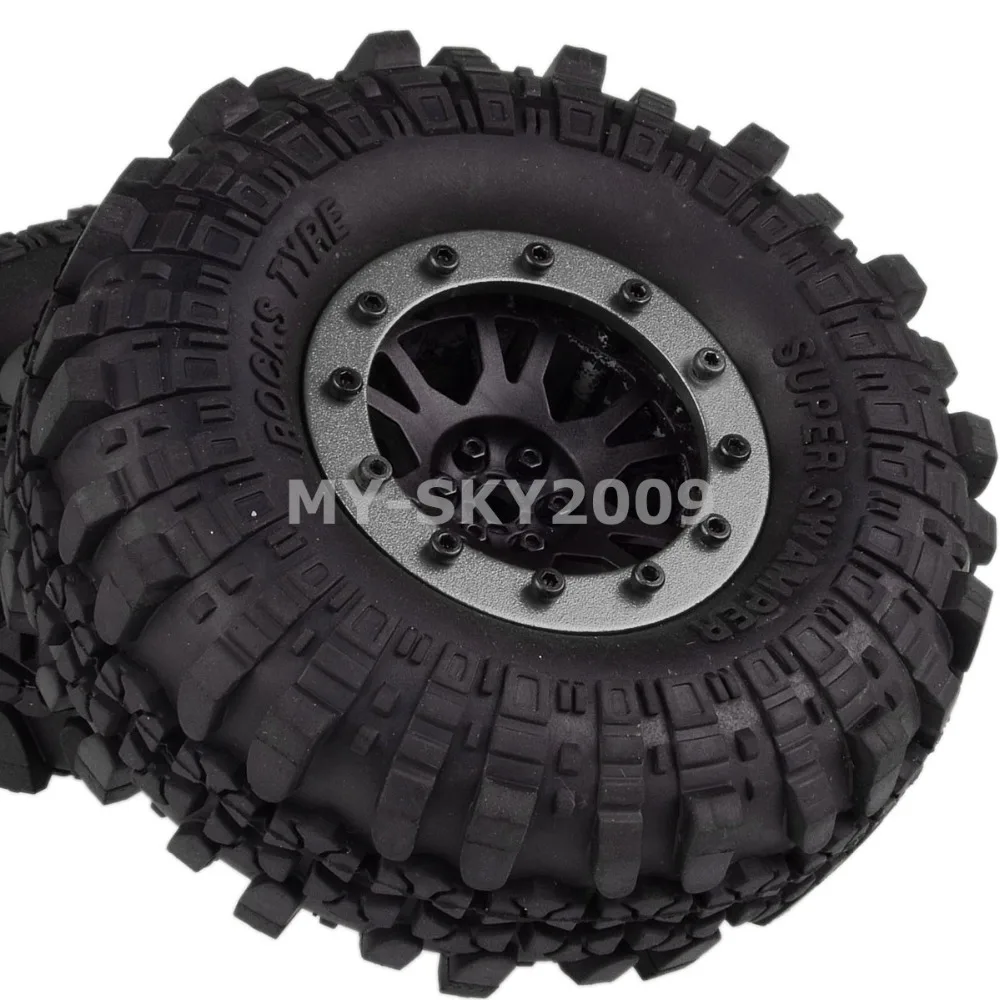 

4pcs 1.9" Beadlock Wheel Rim 112mm Rocks Crawler Tires For RC 1/10 Off-Road Car Truck Buggy SCX10 TRX4 CC01