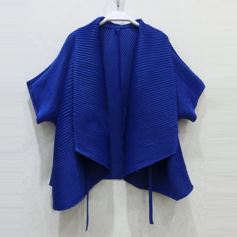 Женский плиссированный кардиган Changpleat Базовая куртка с коротким рукавом и