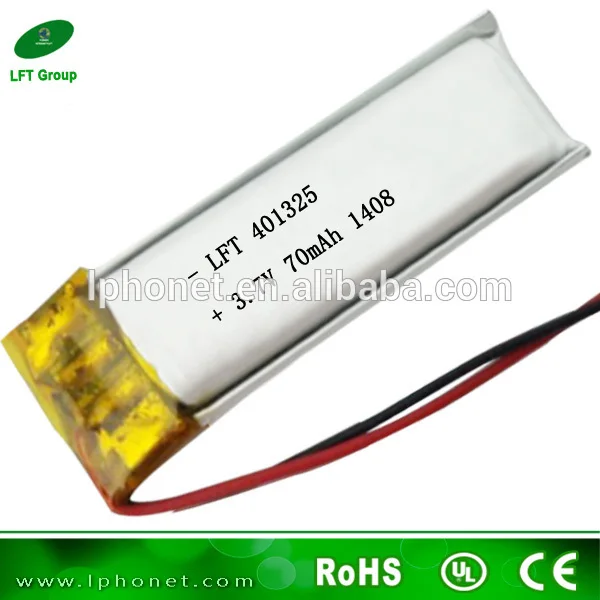 

High quality 401325 3.7v 70mah bluetooth li-polymer battery with certificate