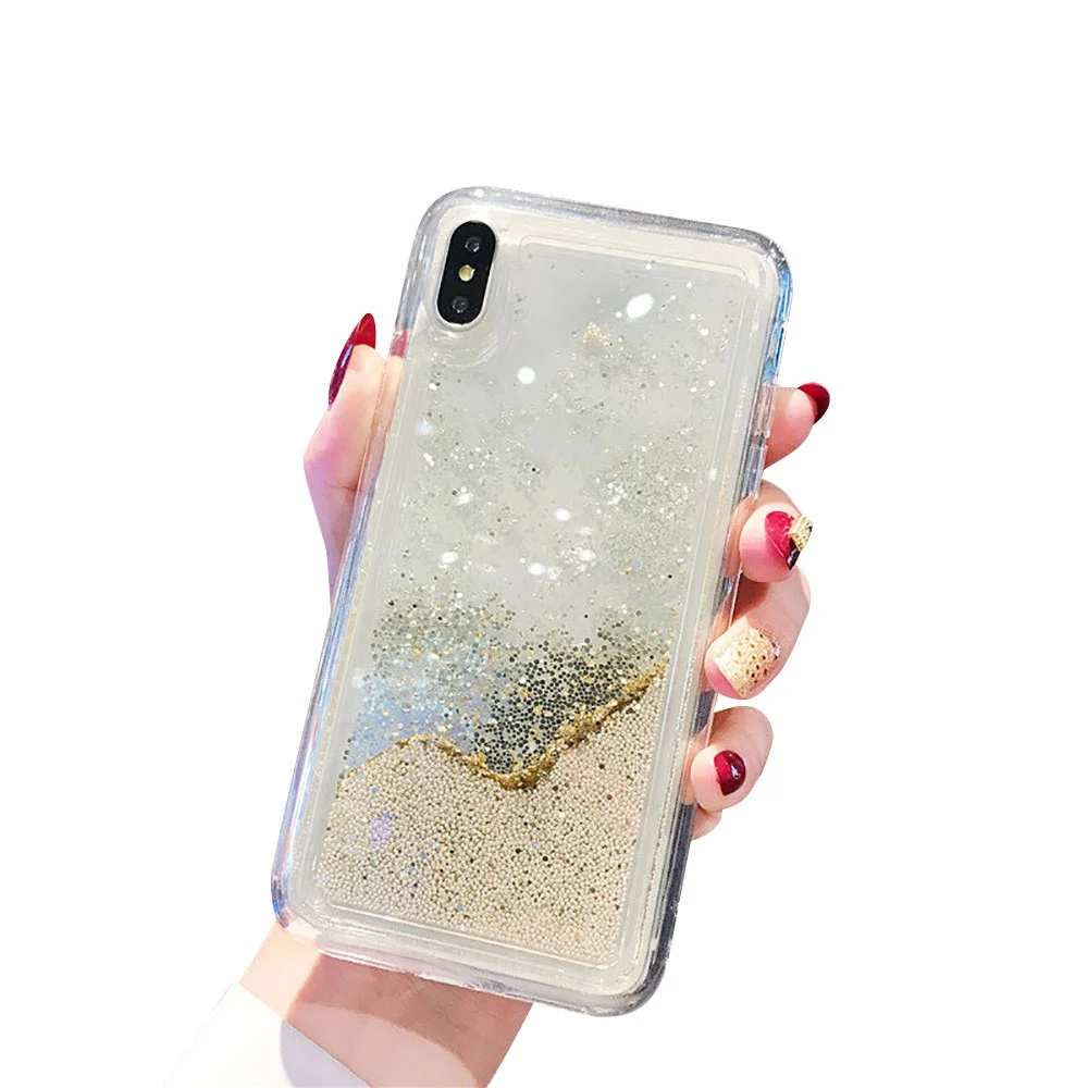 KISSCASE бисерный зыбучий песок чехол для iphone 7 X XR XS MAX мягкий TPU Bling телефонные чехлы 8 6