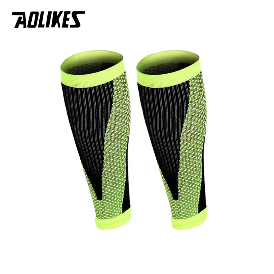 Green AOLIKES 1 пара, защитный щиток голени для спортзала, футбола, анти-Краш, гетры для голени, компрессионные гетры для велоспорта, бега - Цвет: Green