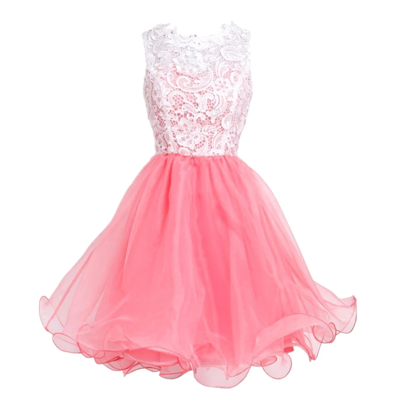 2019 белый кружевной лиф розовая Тюлевая юбка платья для выпускного вечера 8 класс