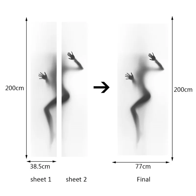 Наклейка на дверь водостойкая самоклеящаяся для дома и туалета