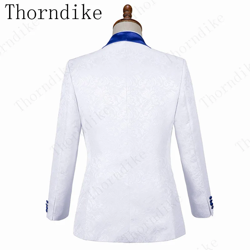 Thorndike мужские костюмы дизайнерский Белый Жаккардовый мужской костюм шаль с