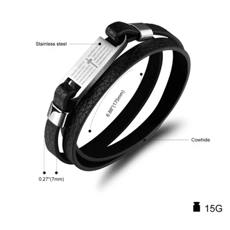 Браслет из нержавеющей стали и многослойный браслет воловьей кожи Модные
