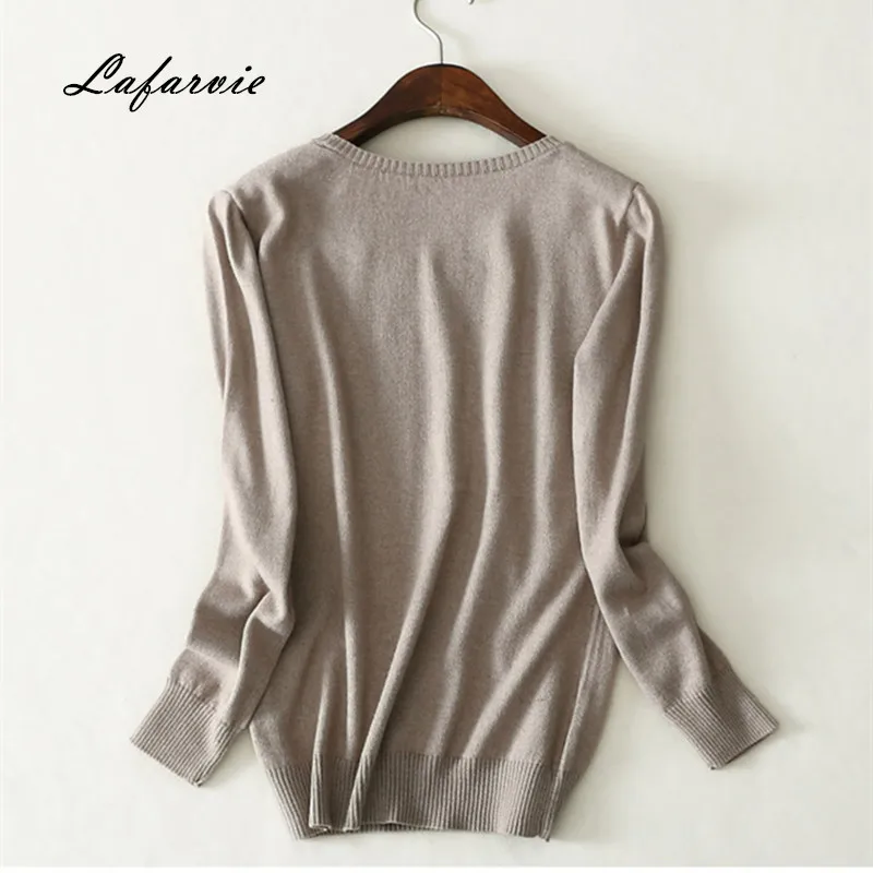 Lafarvie New Knitted O-Neck Cashmere Sweater Women Clothes Full Sleeve Solid Winter Pullovers Female Sweter 2020 Fashion S-XXXL | Женская