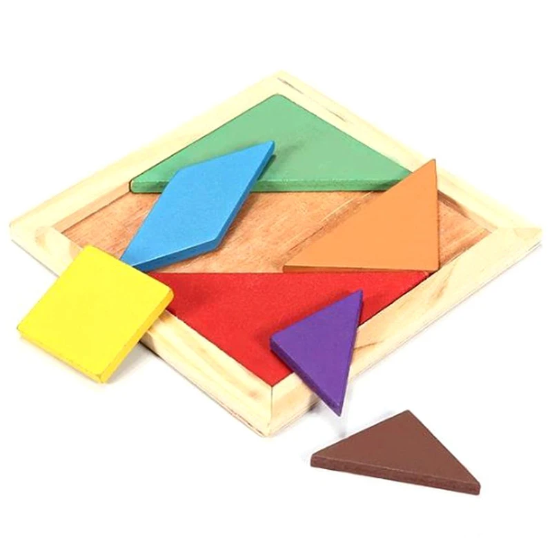 Детский деревянный пазл Tangram радужного цвета детская деревянная головоломка
