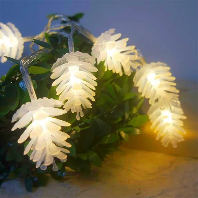 

7.5M 50LED White Pinecone Copper Wire Lights Indoor Garland Xmas Tree Fairy Light Cedar String Light Home Wedding Garden Decor