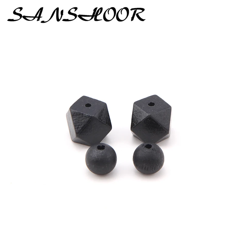 SANSHOOR черный золотой серебряный цвет геометрические деревянные бусины включают 30