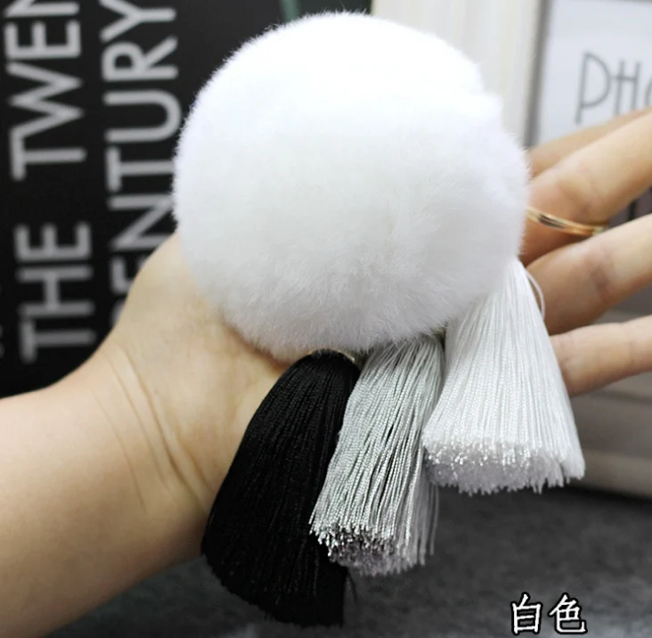 2018Fur Pom брелки искусственный кроличий мех шаровая цепочка для ключей Porte Clef pom De Fourrure пушистая сумка шармы кролик брелок Брелок - Цвет: 07