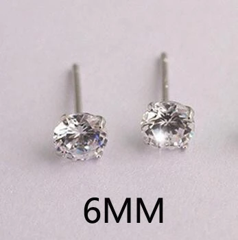 LEKANI Кристалл от Swarovski мода Натуральная 925 пробы серебряные серьги гвоздики для женщин Свадебные ювелирные изделия подарок - Цвет камня: 6MM