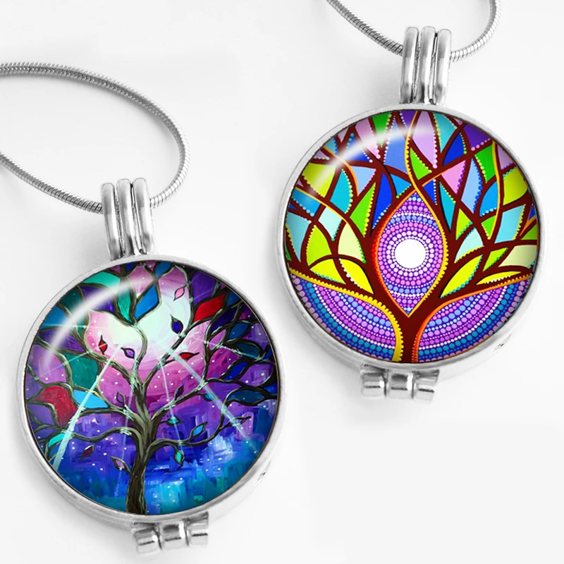 Дерево жизни духи медальон с ароматом стеклянный подвесной Цепочки и ожерелья