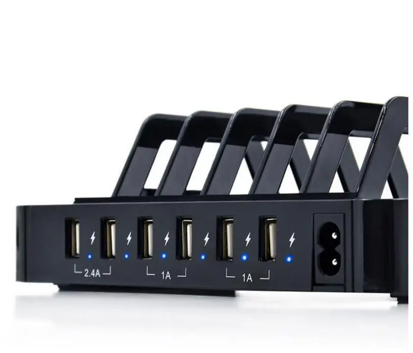 6 портов usb зарядная док-станция Концентратор Зарядное устройство Органайзер черный несколько мобильных планшетов зарядная подставка для iphone 5 6 7 iwatch