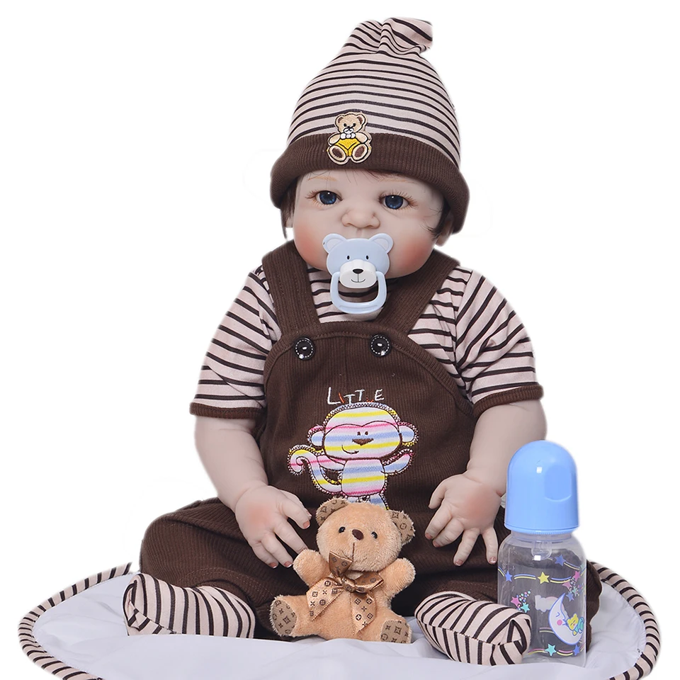 

bebes reborn boy 57 cm Realistic Full Silicone Reborn Baby Doll For Sale Lifelike Bebe Alive Dolls Kids Playmate Xmas Gifts