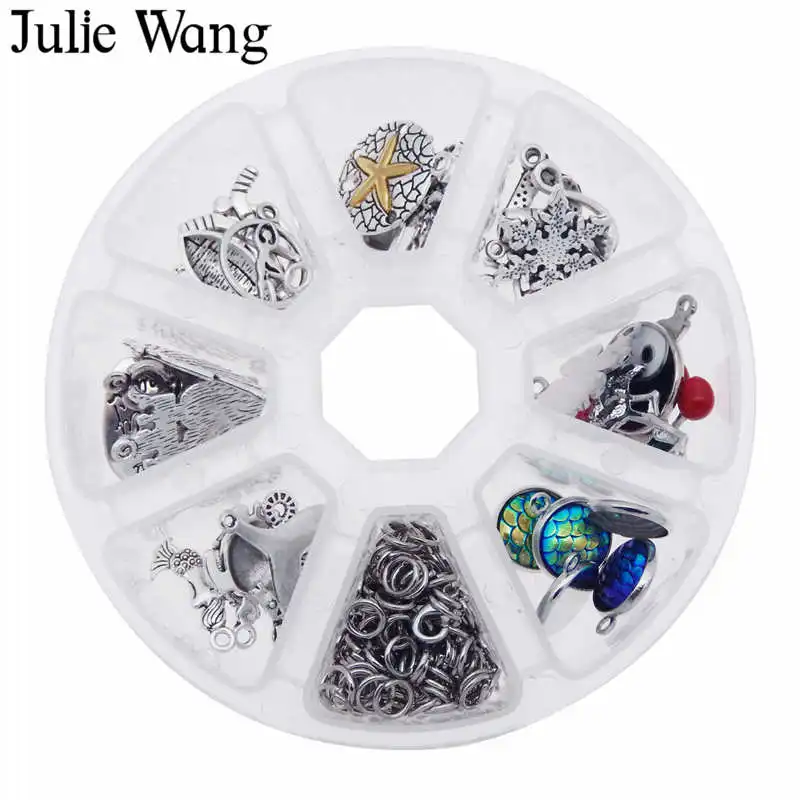 Julie Wang 77 шт./кор. мульти-стиль сплава Подвески соединительные кольца ручной работы набор аксессуаров браслет комплект ювелирных изделий для начинающих