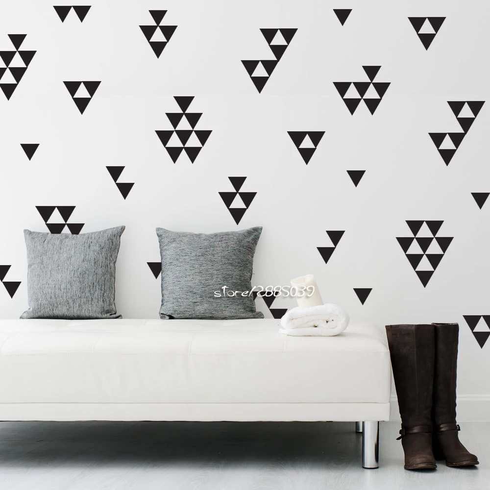 

36pcs/set Large Black Triangle Wall Stickers Vinyl Wall Decals Waterproof Wallpaper Home Creative Decoration Wall Tattoo SA528