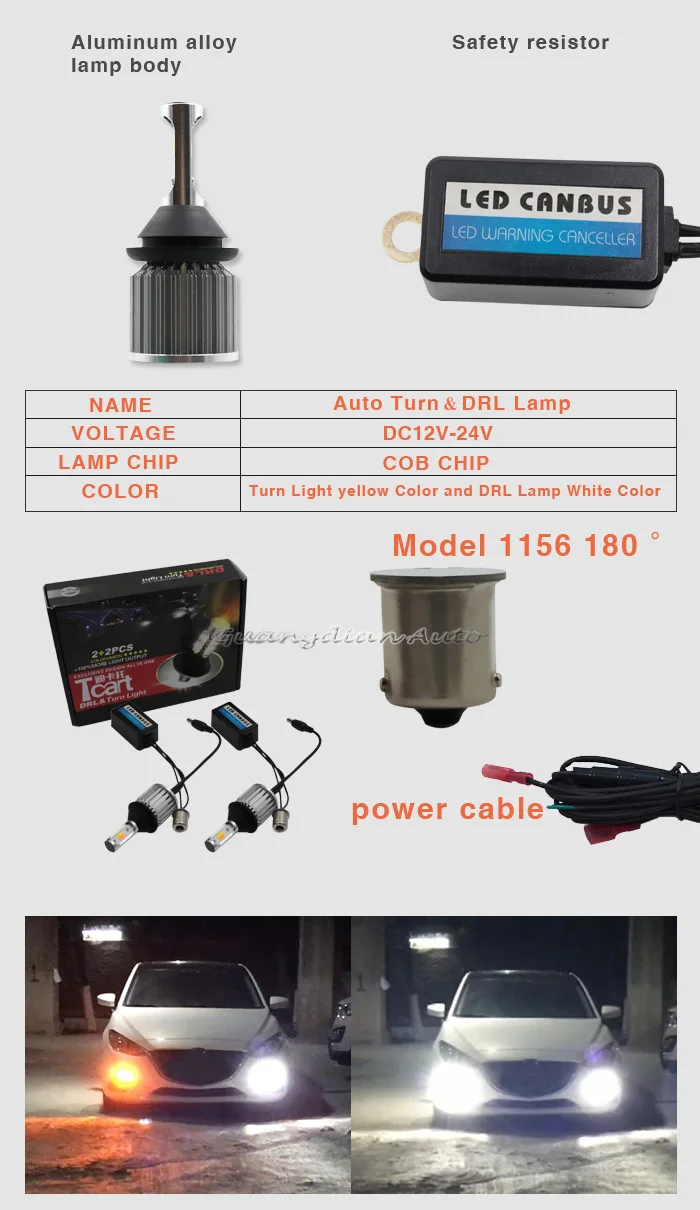 Tcart, 2 шт., высокая мощность, для Lexus GX470, Автомобильные светодиодные COB лампы, светодиодный, белый, DRL, дневные ходовые огни, желтые указатели поворота, P21W BA15S