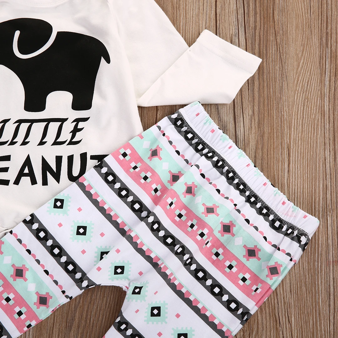 2016 Одежда для маленьких девочек костюм из 3 предметов: Слон-комбинезон + штаны