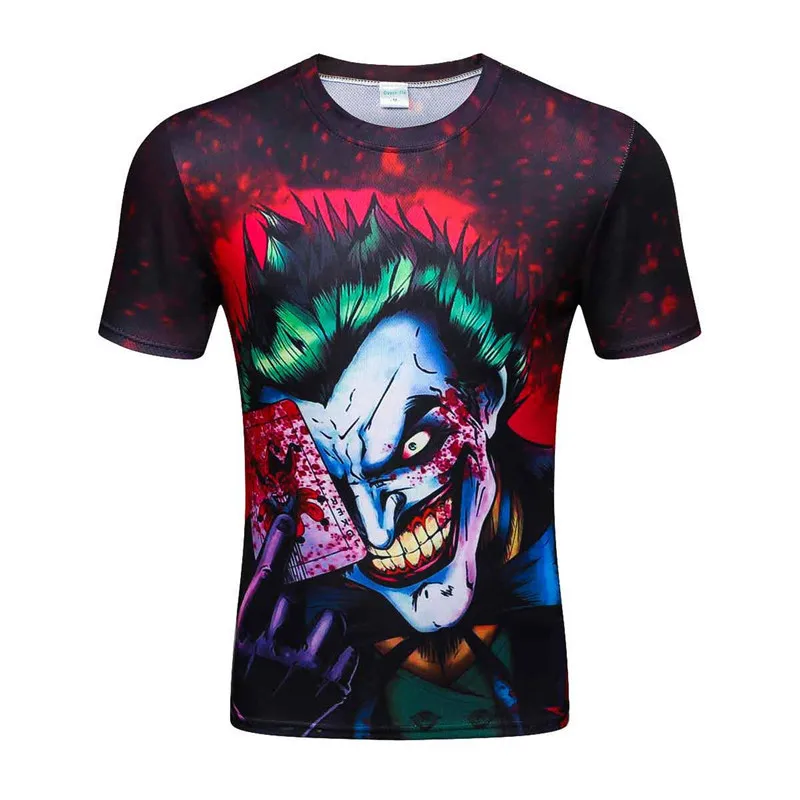 2017 new the Joker 3d t shirt funny comics character joker with poker High Quality Fashion Cotton t-shirt summer style | Мужская одежда