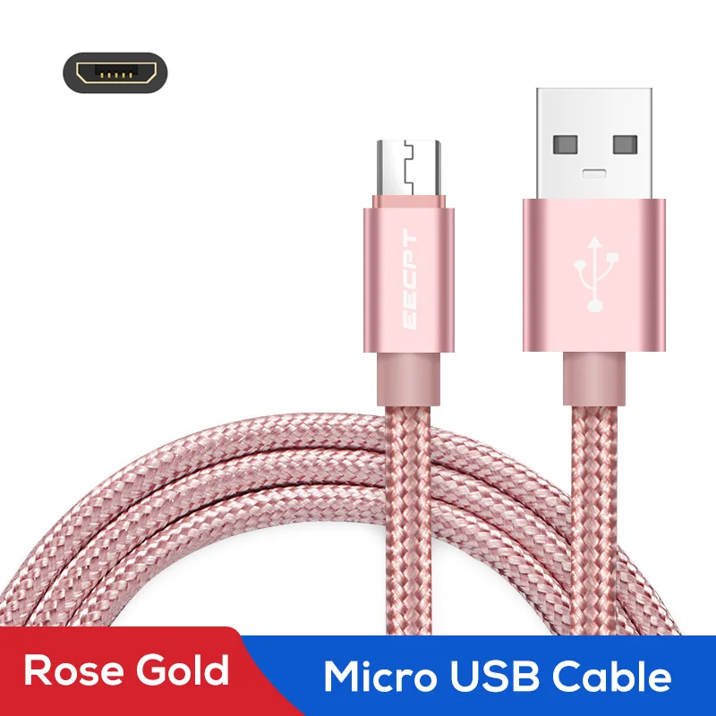 Rose Gold EECPT Micro USB кабель провод для быстрого заряда данных телефон зарядное устройство кабель для samsung S7 S6 Xiaomi Redmi 4 Note 5 Android Microusb шнур - Цвет: Rose Gold
