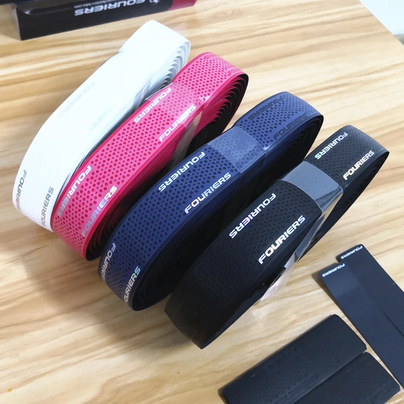 

2019 New Fouriers 4 colors optional Rainbow LOGO Monochrome Bar Tape And Plugs PU Road Bike Drop Handlebar Wraps
