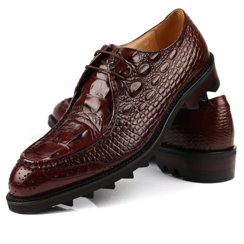Туфли мужские под крокодиловую кожу платформа натуральная кожа классические для