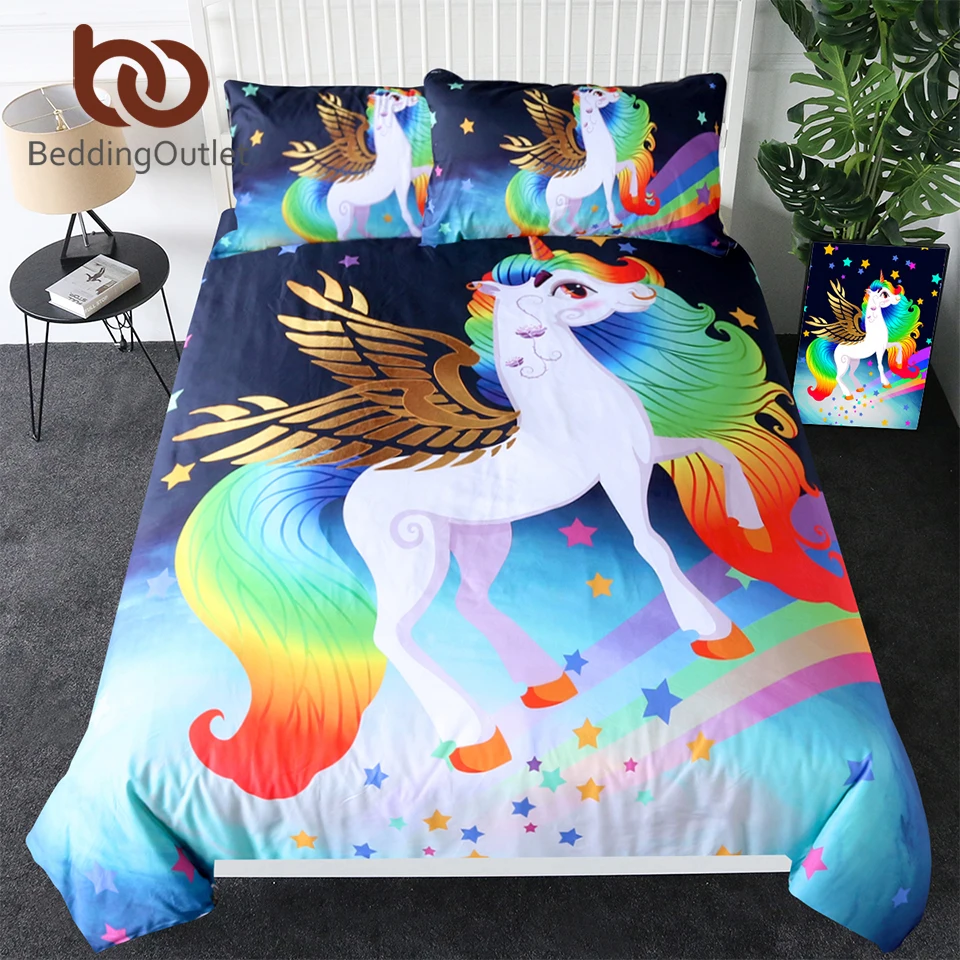 BeddingOutlet постельное белье с изображением единорога для подростков покрывала