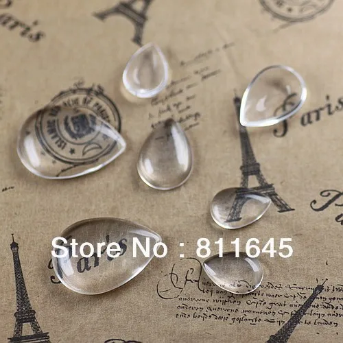 

300pcs/lot 10*14mm teardrop clear domed magnifying glass cabochons, photo jewelry pendant inserts