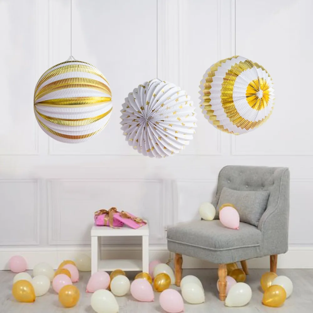 Gold China Paper Lantern Festival Supplies Birthday Wedding Party Decor Gift Craft Diy Lampion | Дом и сад