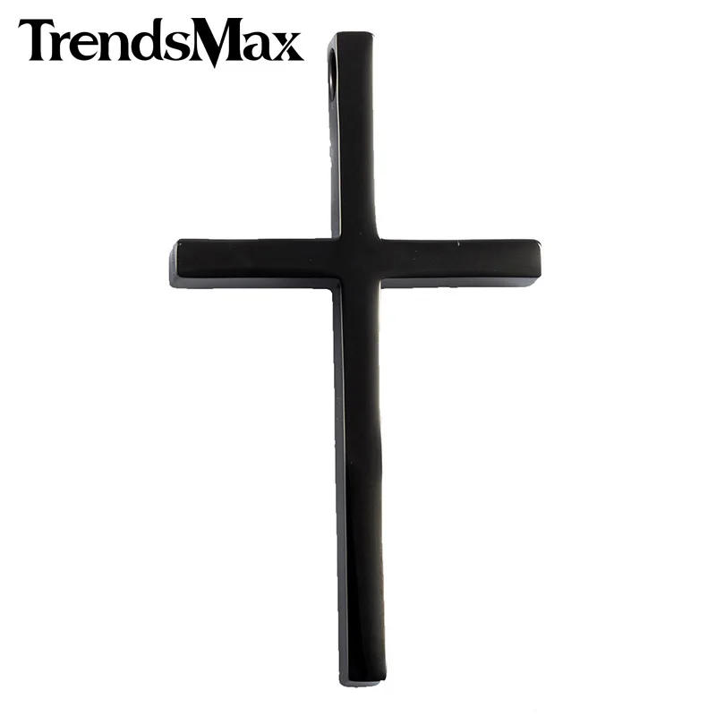 Trendsmax Крест Серебряный черный цвет нержавеющая сталь кулон с бисером цепи