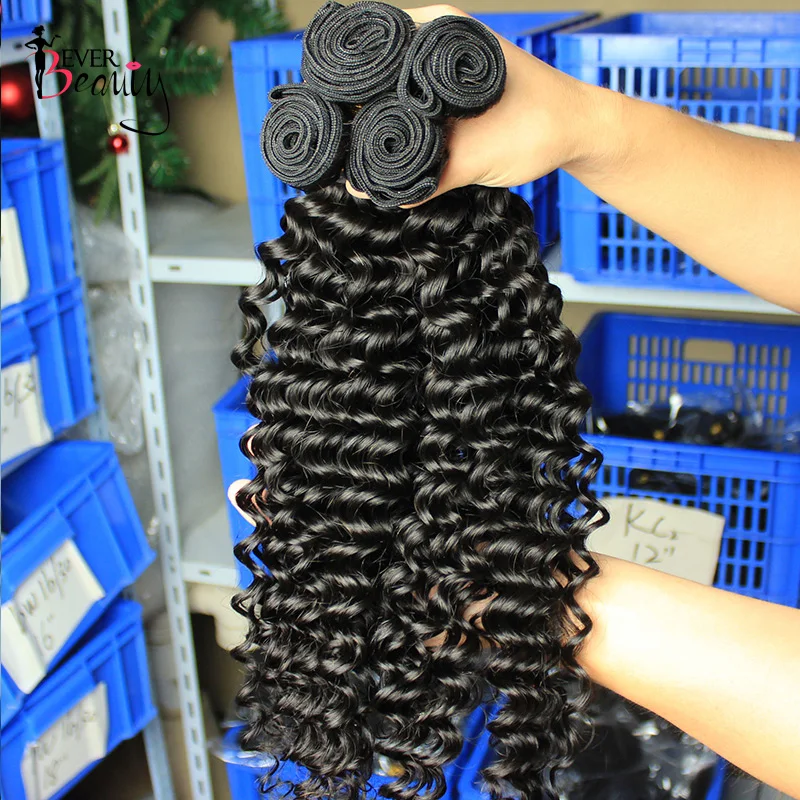 Deep Wave Brazilian Virgin Hair Weave Bundles Human Hair Bundle Extension Loose 3 pcs Raw Ever Beauty Curly Products