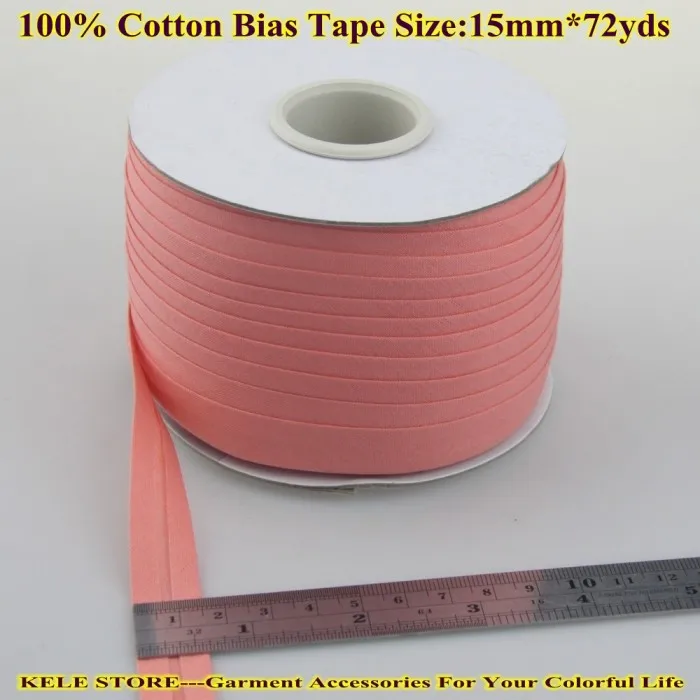 3 coral Хлопок косой ленты Размер: 15mm72yds белый для DIY изготовления, аксессуары для одежды портные материал для домашнего текстиля - Цвет: 3 coral