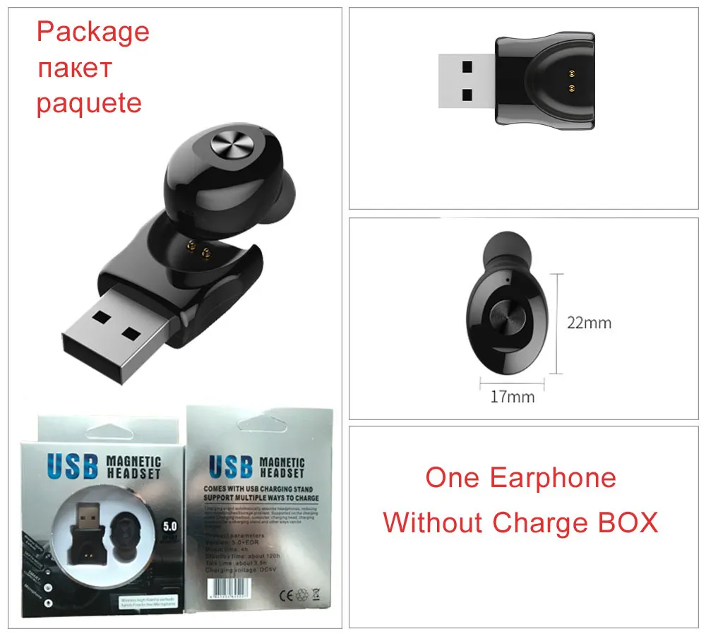 single no charge box TWS 5,0 Bluetooth мини беспроводные наушники спортивные 3D стерео наушники с двойным микрофоном - Цвет: single no charge box