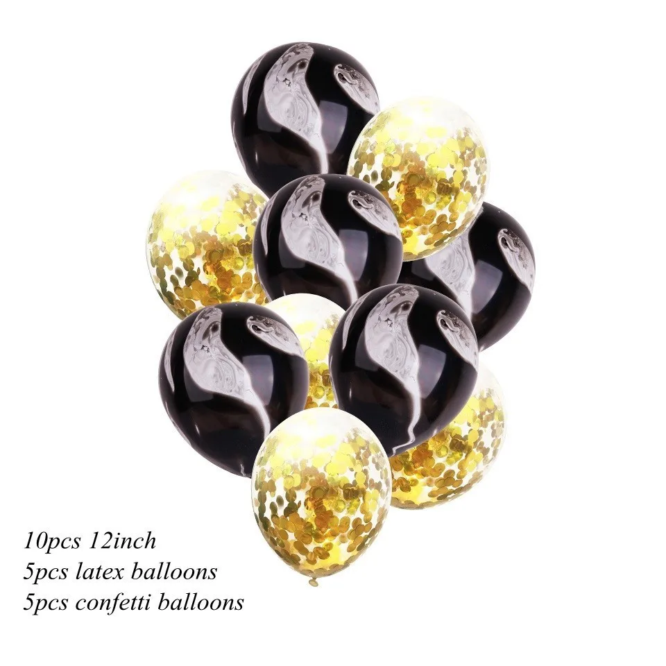 5 gold con 5 balck 1 упаковка 12 дюймов латексные разноцветные воздушные шары с конфетти надувной шар Гелиевый шар для дня рождения свадебные принадлежности - Цвет: 5 gold con 5 balck