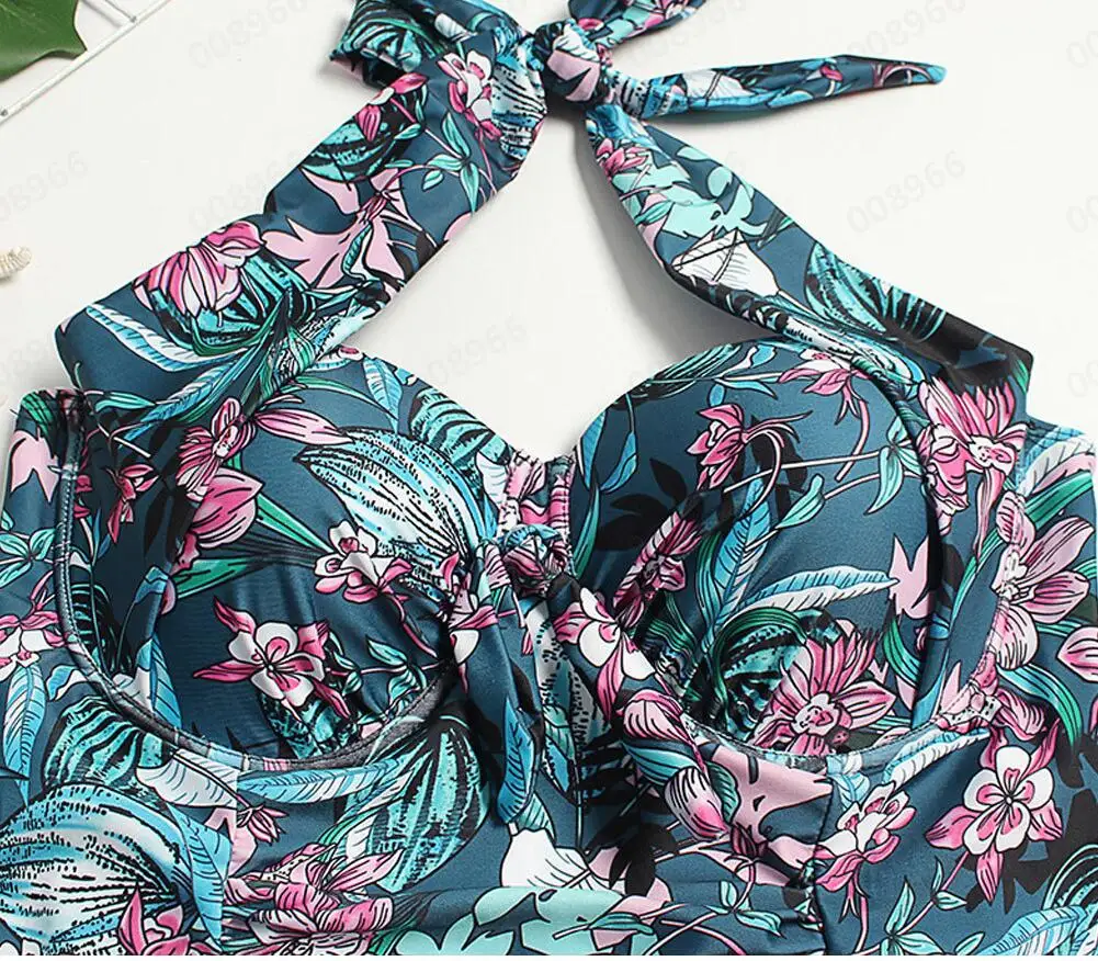 Женское слитное бикини с принтом купальный монокини эффектом пуш-ап купальник