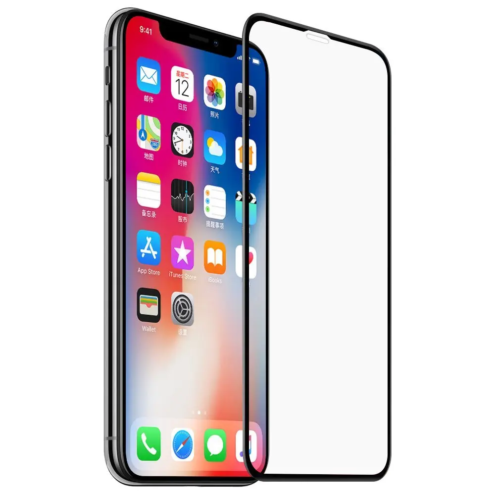 

4D Защитная пленка с закругленными краями для iPhone X 10, закаленное стекло с полным покрытием для iPhone X 10, закаленное защитное стекло