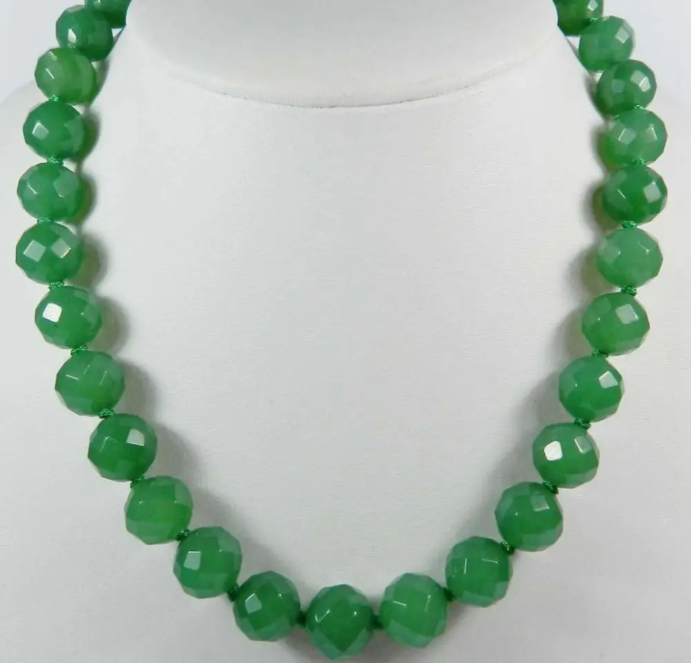 Ошеломляющее ожерелье с круглыми бусинами 10 мм зеленый изумруд 18 &quot20&quot 22 &quot25&quot