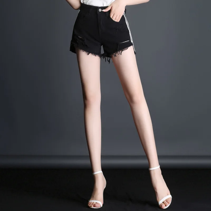 Шорты женские джинсовые с завышенной талией повседневные рваные пикантные