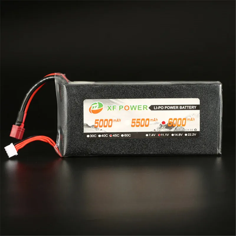 Высокое качество Перезаряжаемые lipo Батарея XF Мощность 11.1 В 6000 мАч 3 S 45C T штекер